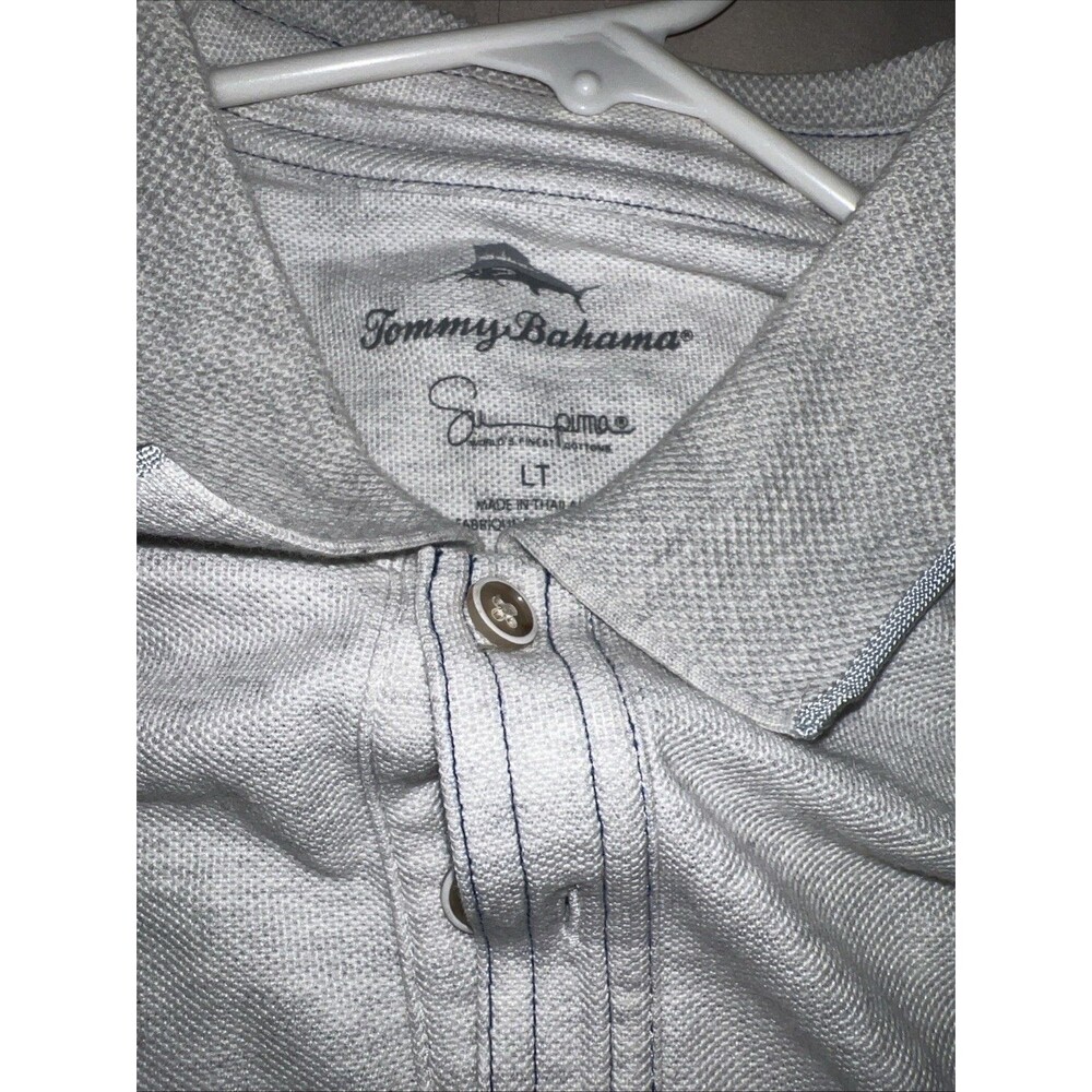 Tommy Bahama Marlin Golf Polo Gray Performance Short Sleeve Mens Size LT